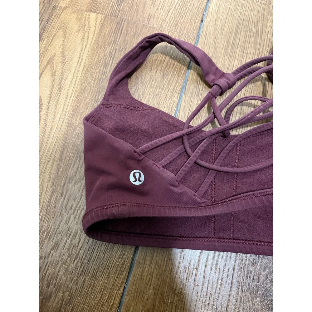 Lululemon Free to Be Bra Wild Women's 4 Goodnight Plum Strappy Sports Bra